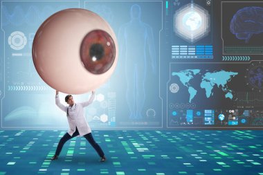 Doktor dev gözü tıbbi konseptte inceliyor.