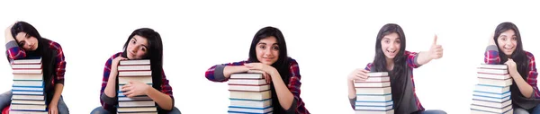 Young student with books isolated on white — Stock Photo, Image