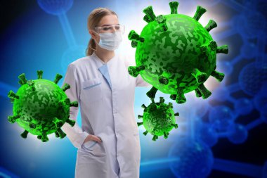 Doktor laboratuvarda koronavirüs araştırması yapıyor.