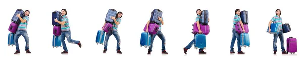 Travel vacation concept with luggage on white — Stock Photo, Image