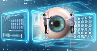 Doktor dev gözü tıbbi konseptte inceliyor.