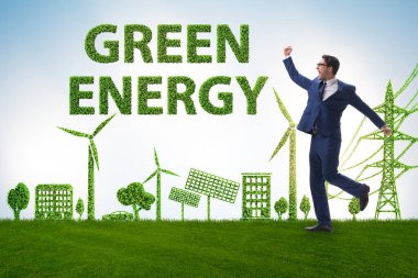 İş adamıyla yeşil ve ekoloji kavramı