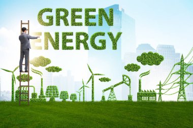 İş adamıyla yeşil ve ekoloji kavramı