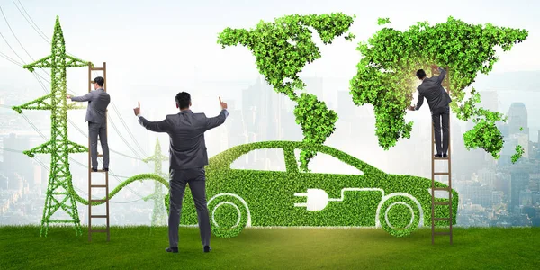 Auto elettrica e concetto di energia verde — Foto Stock