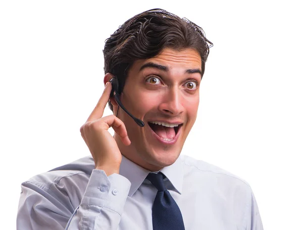 Hombre con auriculares aislados sobre fondo blanco —  Fotos de Stock