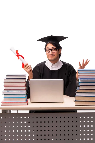 Giovane studente bello isolato su bianco — Foto Stock