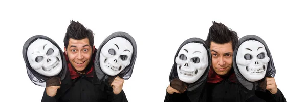 Mannen i skräck kostym med mask isolerad på vit — Stockfoto