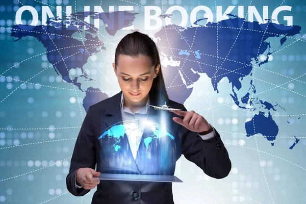 Concept of online air travel booking — Stock Photo, Image