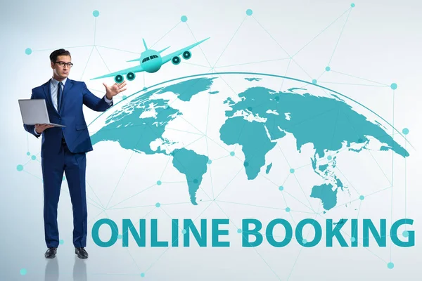 Concept van online vliegreizen boeken — Stockfoto