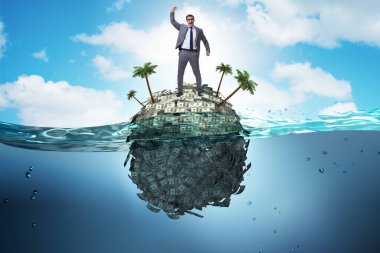 İş adamıyla offshore hesapları kavramı