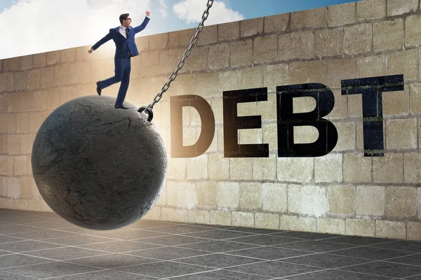 Schulden- und Kreditkonzept mit Geschäftsmann — Stockfoto