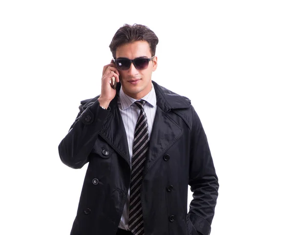 Young businessman wearing winter coat isolated on white — Stock Photo, Image