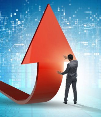 Ekonomideki büyümeyi destekleyen işadamı grafikte