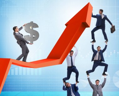 Ekonomideki büyümeyi destekleyen işadamı grafikte