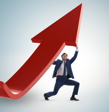 Ekonomideki büyümeyi destekleyen işadamı grafikte