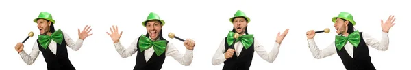 Man with big green bow tie in funny concept — Stock Photo, Image