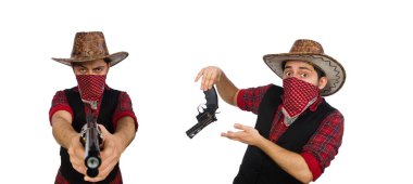 küçük kovboy üzerinde beyaz izole