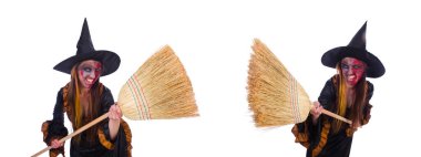 Beyaz arkaplanda izole cadı