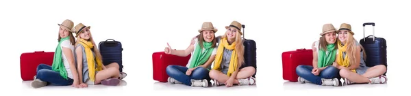 Pair of young students travelling — Stock Photo, Image