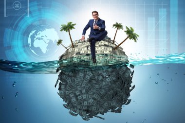 İş adamıyla offshore hesapları kavramı