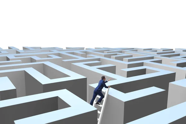 Empresário tentando escapar do labirinto — Fotografia de Stock