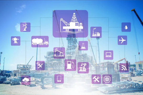 Concept d'automatisation dans l'industrie pétrolière et gazière — Photo