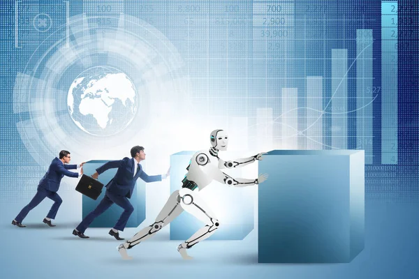 Concept of competition between robots and humans — Stock Photo, Image