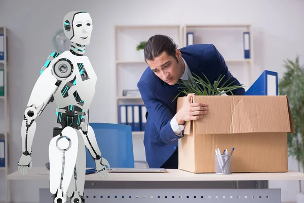 Concept of robots replacing humans in offices — Stock Photo, Image