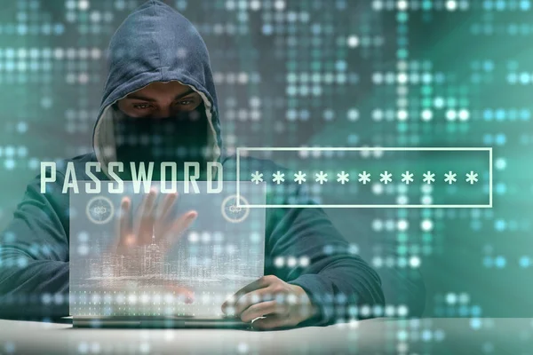 Giovane hacker nel concetto di sicurezza informatica — Foto Stock