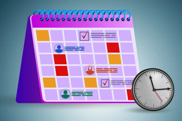 Concepto de calendario para fines de planificación - renderizado 3d —  Fotos de Stock