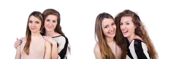 Дві жінки друзі ізольовані на білому — стокове фото