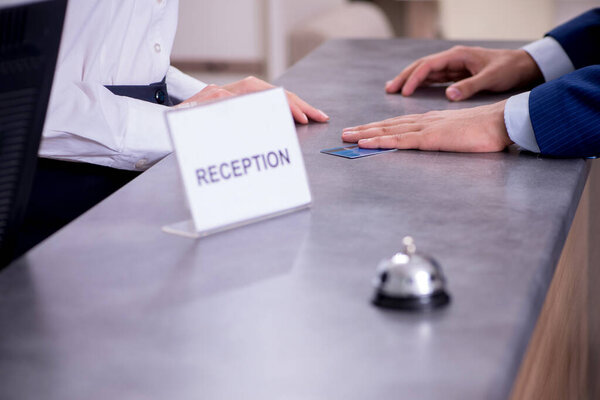 Hotel reception bell at the counter