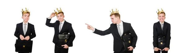 Concept de roi homme d'affaires avec couronne — Photo