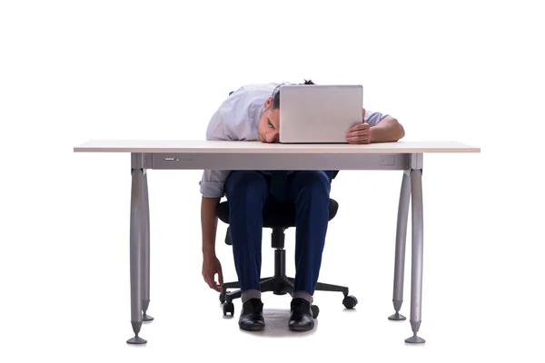 Empleado trabajando aislado sobre fondo blanco —  Fotos de Stock