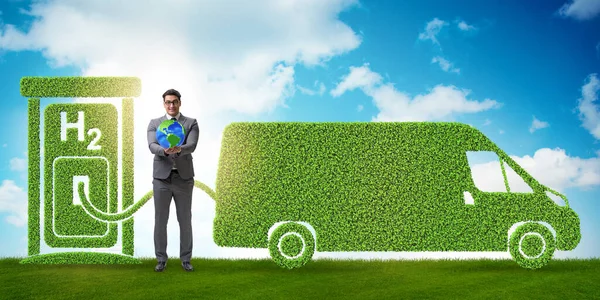 Концепция водородного автомобиля в концепции экологического транспорта — стоковое фото