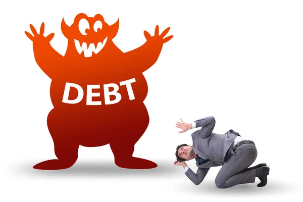 Empresário em dívida e conceito de empréstimo — Fotografia de Stock