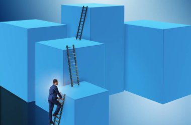 Bloklar halinde iş kavramı meydan tırmanma işadamı