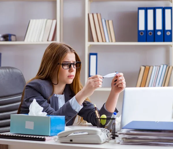 Businesswoman employee sick in the office — Stock Photo, Image