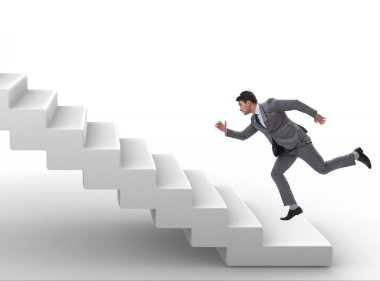 İş adamı iş dünyasında kariyer basamaklarını tırmanıyor