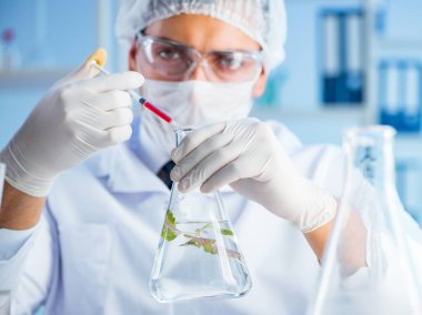 Laboratuvarda bilim adamıyla biyoteknoloji kavramı