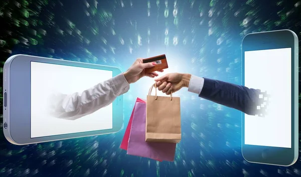 Online shopping through buying from internet — Stock Photo, Image