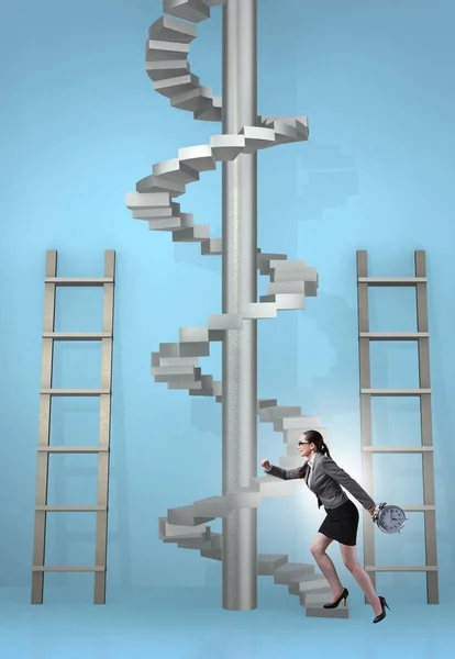 The career progression concept with ladders and staircase — Stock Photo, Image