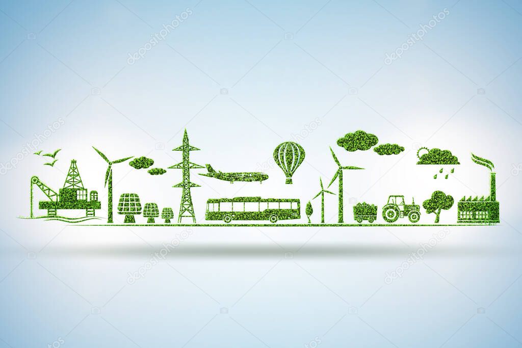 Environment and ecology in green concept - 3d illustration