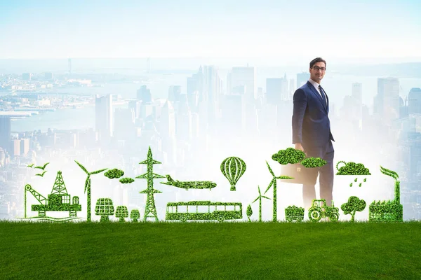 Businessman in green and environmental concept — Stock Photo, Image
