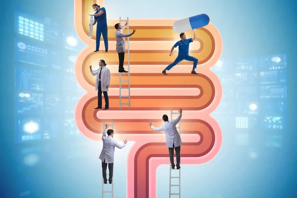 Doctors treating intestines illness - medical illustration — Stock Photo, Image