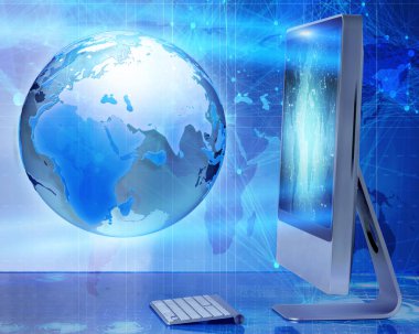 Bilgisayar ekranında iş kavramı - 3d render