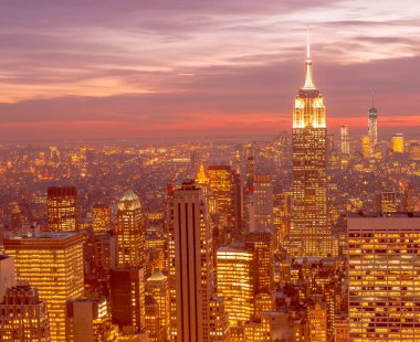 Günbatımında New York Manhattan manzarası
