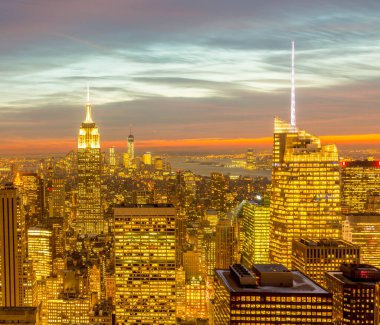 Günbatımında New York Manhattan manzarası