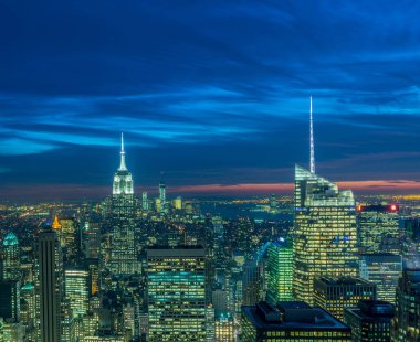 Günbatımında New York Manhattan manzarası