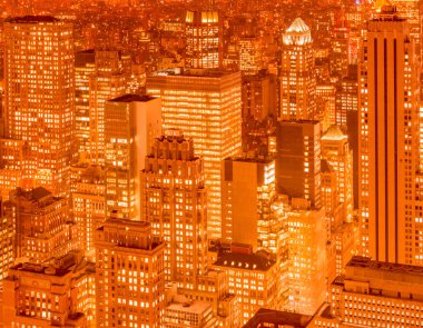 Günbatımında New York Manhattan 'ın gece manzarası